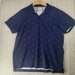 Bonobos Golf Polo Shirt Mens XL Blue‎ Floral Rose Print Standard Fit Performance